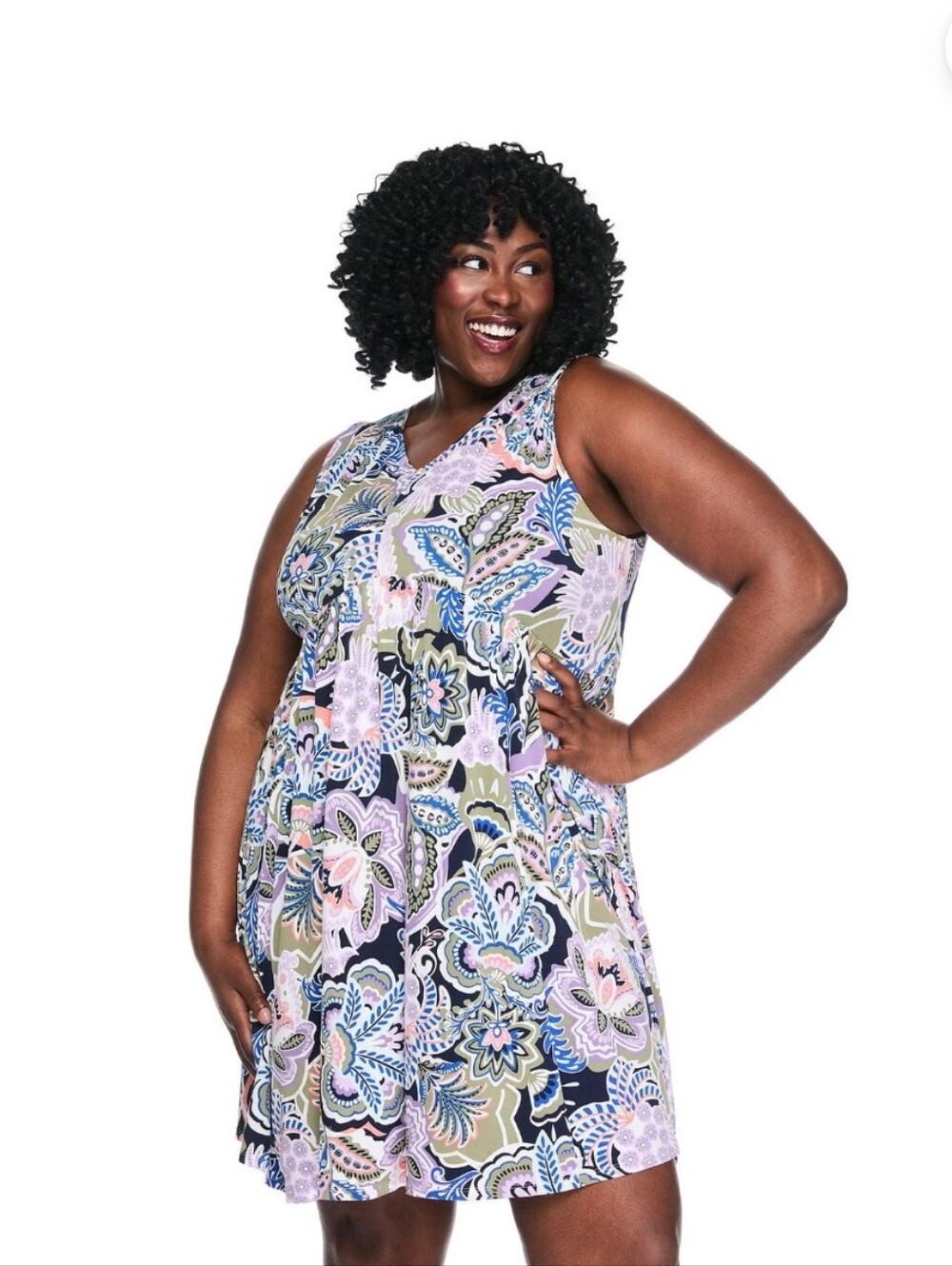 Lane Bryant Purple Blue Green Plus Size 5X Floral Paisley Swing Dress – NWT